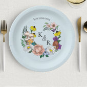 Wilde bloemen Blauwe paddenstoelen Papieren Bordje