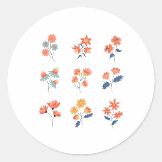 Wilde bloemen Bloemen Botanisch Ronde Sticker (Voorkant)