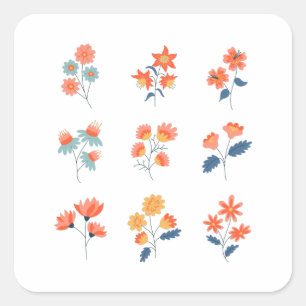Wilde bloemen Bloemen Botanisch Vierkante Sticker