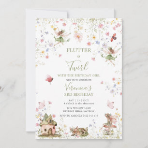 Wilde bloemen bloementuin feeën verjaardagsfeestj Kaart