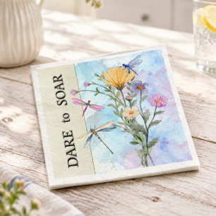 Wilde Bloemen Boeket en Libelle Elegant Servet