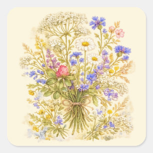 Wilde Bloemen Boeket Waterverf Bloemen Sticker
