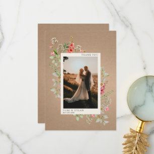 Wilde bloemen Boho Botanical Weddenfoto Bedankkaart