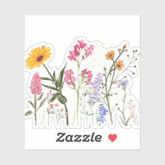 Wilde bloemen,  botanische bloemen, sticker (Vel)