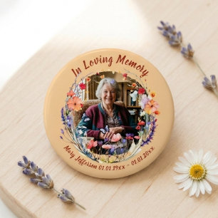 Wilde Bloemen Botanische Herdenkingsherinneringsfo Ronde Button 7,6 Cm