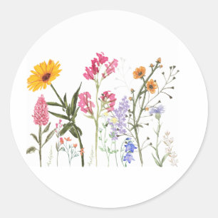 Wilde bloemen,  Botanische mooie bloemen Ronde Sticker