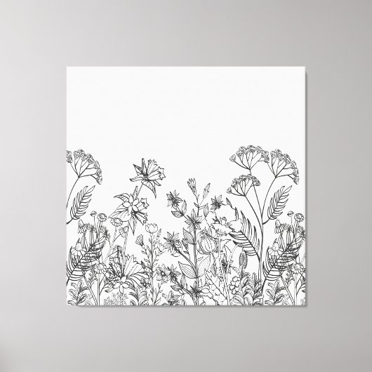 Wilde Bloemen Botanische Printkunst Canvas Afdruk (Voorkant)