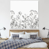 Wilde Bloemen Botanische Printkunst Canvas Afdruk (Insitu (Slaapkamer))