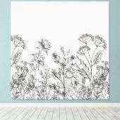 Wilde Bloemen Botanische Printkunst Canvas Afdruk (Insitu (Houten vloer))