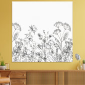 Wilde Bloemen Botanische Printkunst Canvas Afdruk (Insitu (Woonkamer))