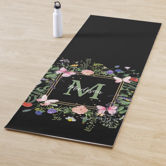 Wilde bloemen Boterfly Monogram Exercise Mat (In situ)