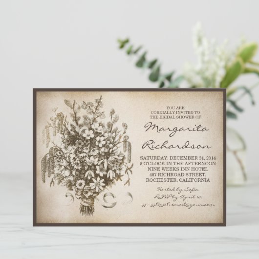 Wilde Bloemen Bruidsdouche Uitnodigingen (Staand voorkant)