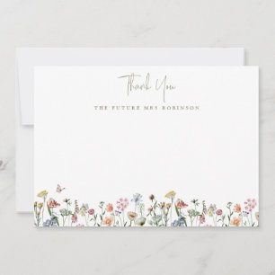 Wilde Bloemen Bruidsfeest Toekomstige Mevrouw Pers Bedankkaart