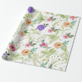 Wilde Bloemen Bruidsmeisjesfeest Trouwdag Verjaard Cadeaupapier (Uitgerold)