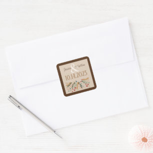 Wilde Bloemen Bruiloft Elegante Inspiratie Modern Vierkante Sticker