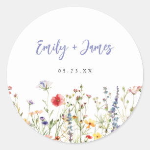 Wilde Bloemen Bruiloft Ronde Sticker