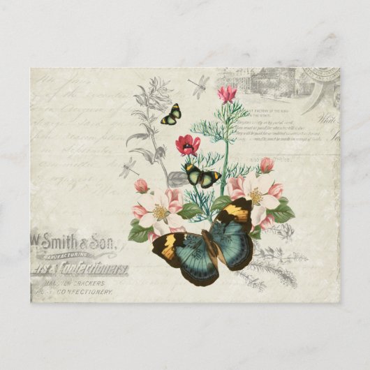 Wilde bloemen Butterflies  Ephemera Briefkaart (Voorkant)