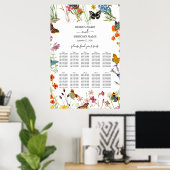 Wilde bloemen Butterflies Wedding Seding Chart Poster (Thuiskantoor)