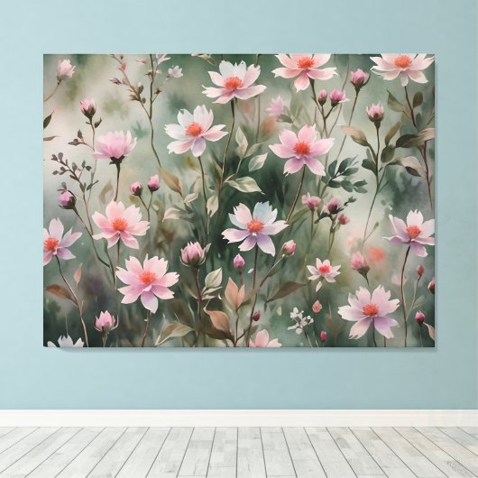 wilde bloemen canvas afdruk (Insitu (Houten vloer))