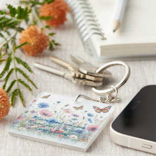 Wilde bloemen & citaat sleutelhanger