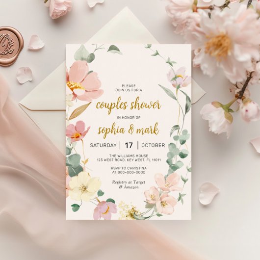 Wilde bloemen Couples Shower Invitation Kaart