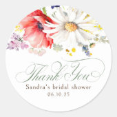 Wilde Bloemen Dank Je Ronde Sticker (Voorkant)