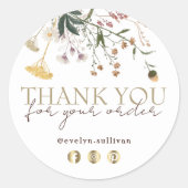Wilde bloemen Dank u Klassieke Sticker (Voorkant)
