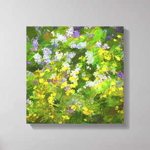 Wilde bloemen die het schilderen van de natuur hin canvas afdruk