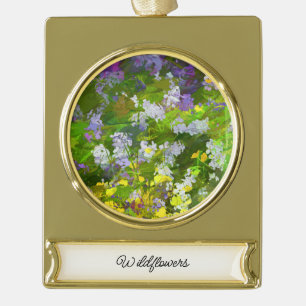 Wilde bloemen die het schilderen van de natuur hin verguld banner ornament