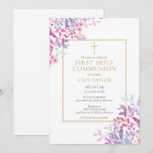 Wilde bloemen Eerste Heilige Communie Kaart (Voorkant / Achterkant)