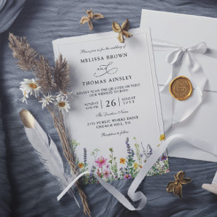 Wilde Bloemen Elegante Moderne Budget QR Code Huwe Kaart