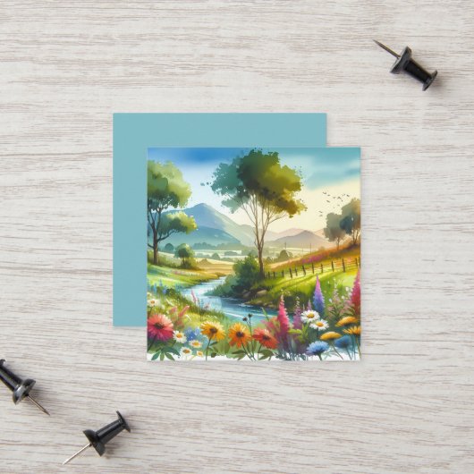 Wilde bloemen en beekjes in Spring Valley Contactkaartje (Voorkant / Achterkant in situ)