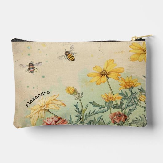 wilde bloemen en bijen cosmetische of etui (Achterkant)