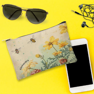 wilde bloemen en bijen cosmetische of etui