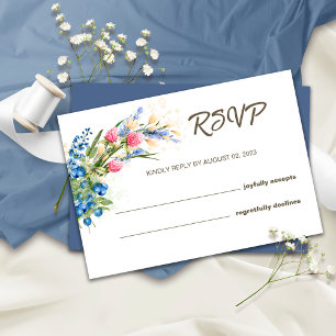 Wilde Bloemen en Bosbes Rustieke Trouw RSVP Kaart