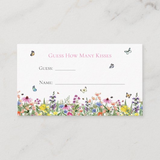 Wilde bloemen en Butterflies raden hoeveel kisses Informatiekaartje (Voorkant)