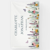 Wilde bloemen en Butterflies Wedding Spandoek (Verticaal)