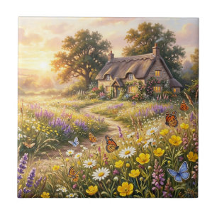 Wilde bloemen en een leuk huisje tegeltje