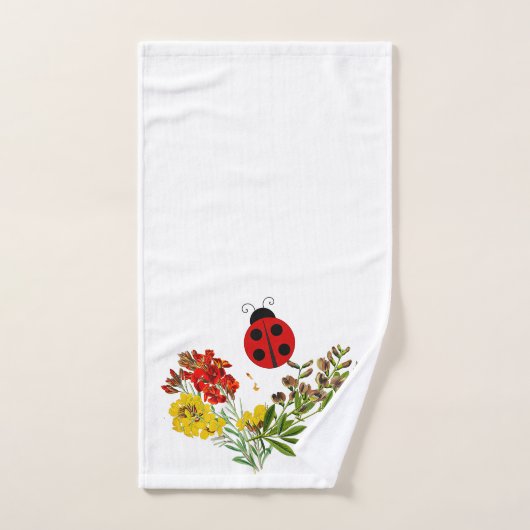 Wilde bloemen en Ladybugs 3- Steenkoolhanddoeken Bad Handdoek (Handdoek)