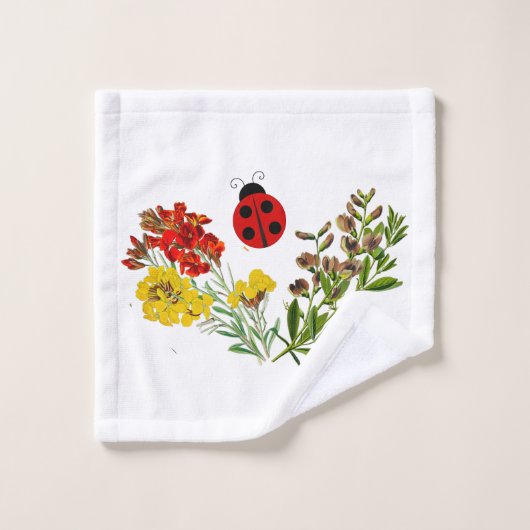Wilde bloemen en Ladybugs 3- Steenkoolhanddoeken Bad Handdoek (Wasdoekje)