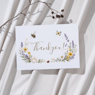 Wilde Bloemen en Liefdeskever Baby Shower Bedankkaart