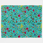 Wilde bloemen en motten op blauwgroen fleece deken (Voorkant (Horizontaal))