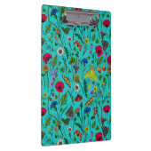 Wilde bloemen en motten op blauwgroen klembord (Rechts)