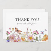 Wilde Bloemen en Vlinders Danken met Overvloed Bedankkaart (Voorkant / Achterkant)