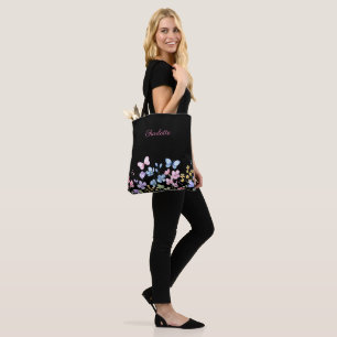 Wilde bloemen en vlinders draagtas