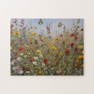Wilde Bloemen en Vlinders Legpuzzel