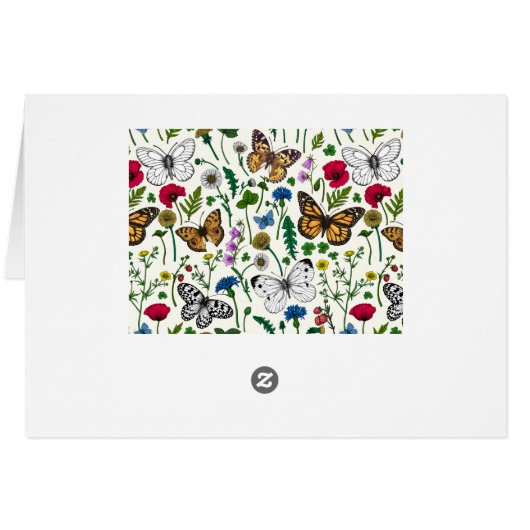 Wilde bloemen en vlinders op wit (Achterkant Horizontaal)