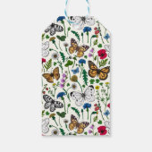 Wilde bloemen en vlinders op wit cadeaulabel (Achterkant)