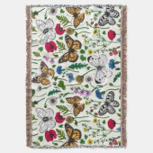 Wilde bloemen en vlinders op wit deken (Voorkant Verticaal)