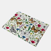 Wilde bloemen en vlinders op wit deurmat (Schuin)